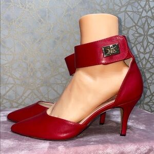 Nicole Miller Bold Red Ankle Strap Heels